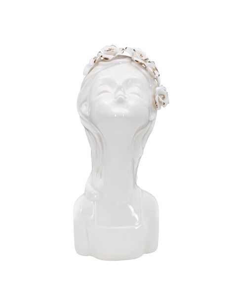 Vase en forme de buste Laydy Roses blanc/doré - 10x14x26 cm