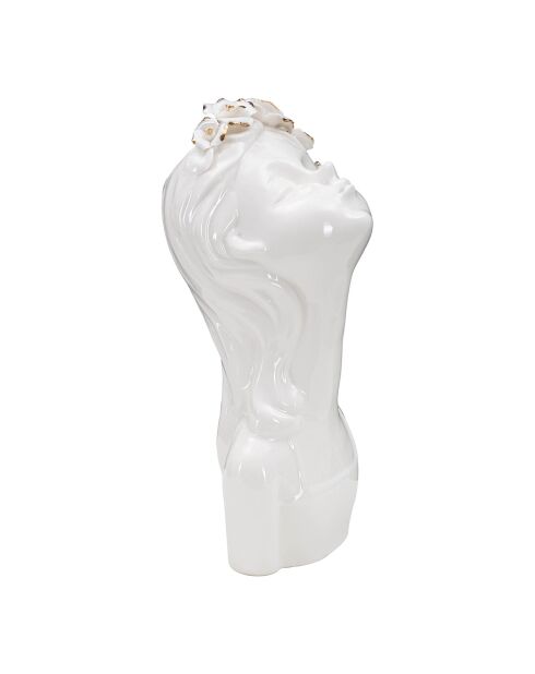 Vase en forme de buste Laydy Roses blanc/doré - 10x14x26 cm