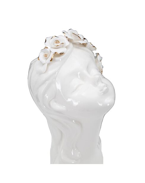 Vaso a busto Laydy Roses bianco/oro - 10x14x26 cm