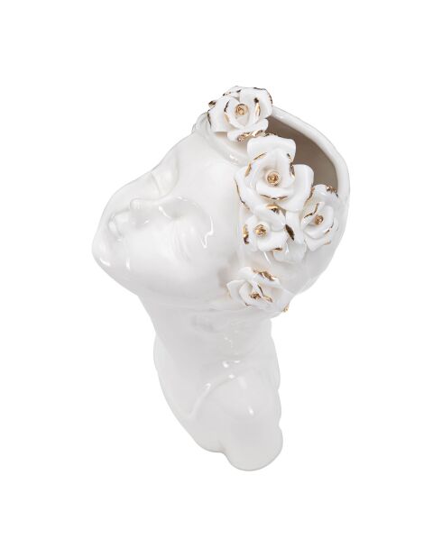 Vase en forme de buste Laydy Roses blanc/doré - 10x14x26 cm