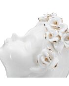 Vase en forme de buste Laydy Roses blanc/doré - 10x14x26 cm