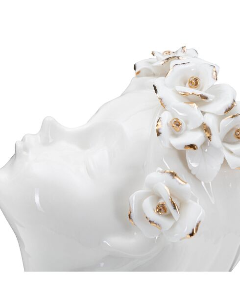 Vase en forme de buste Laydy Roses blanc/doré - 10x14x26 cm