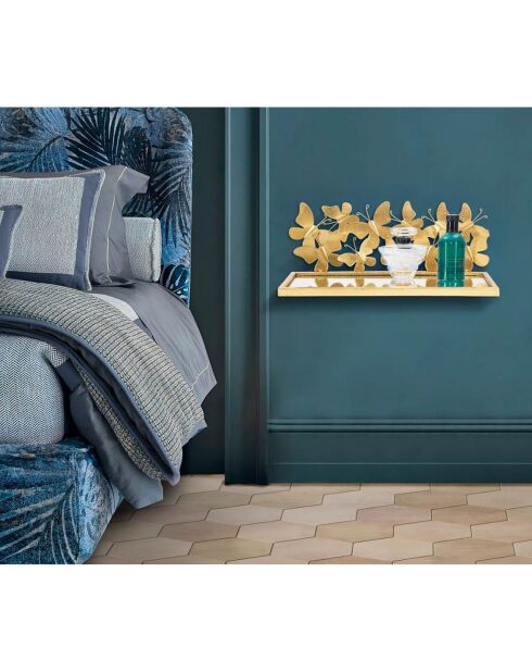 2 gouden nachtkastjes met vlinders - 43x19,2x16,5 cm