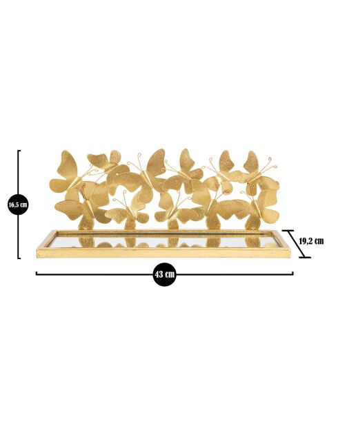 2 étagères de chevets Butterflies dorées - 43x19.2x16.5 cm