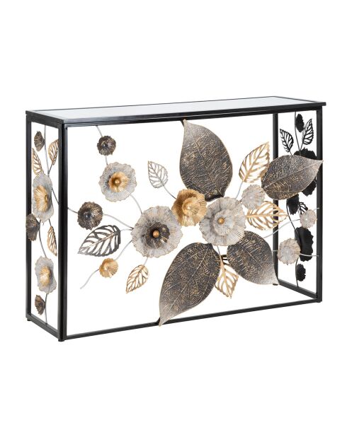 Metallkonsole mit mehrfarbiger Glam-Glasplatte - 111,8x41,9x80 cm