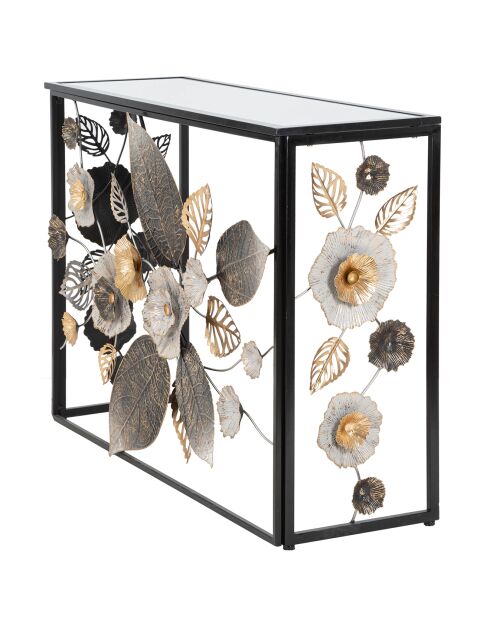Metallkonsole mit mehrfarbiger Glam-Glasplatte - 111,8x41,9x80 cm