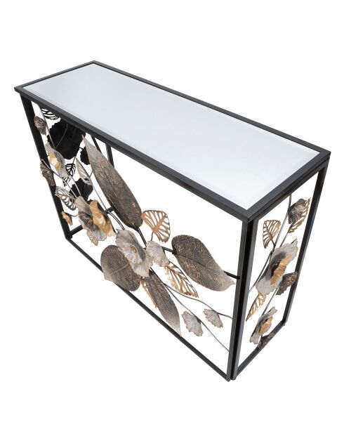 Metallkonsole mit mehrfarbiger Glam-Glasplatte - 111,8x41,9x80 cm