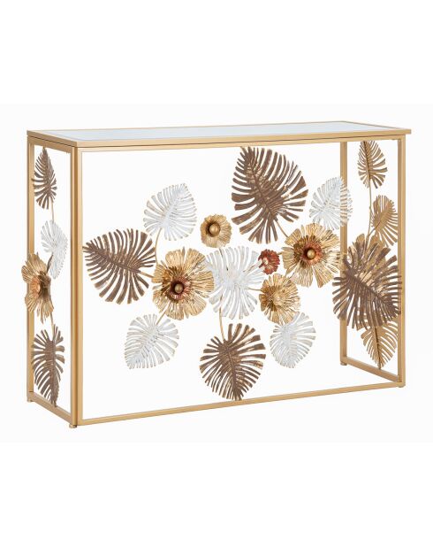 Console en métal avec plateau en verre Glam multicolore - 113x40x80 cm