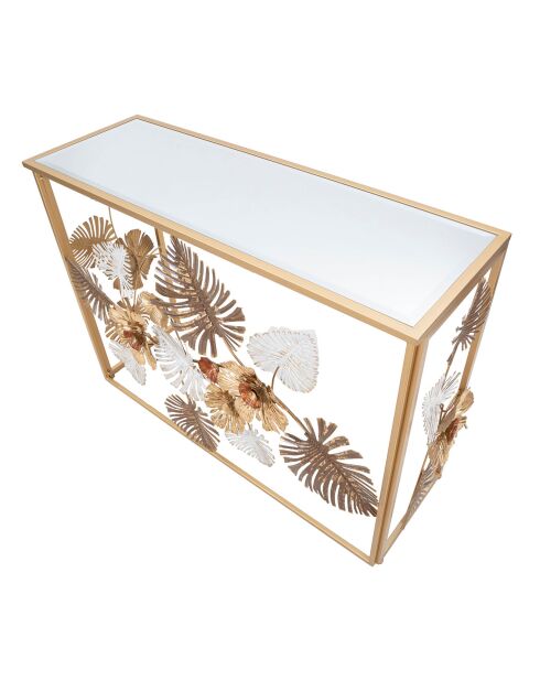 Console en métal avec plateau en verre Glam multicolore - 113x40x80 cm