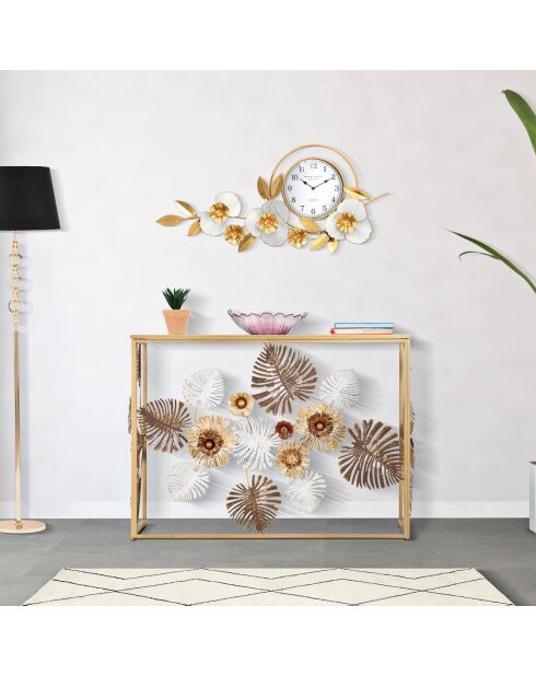 Console en métal avec plateau en verre Glam multicolore - 113x40x80 cm