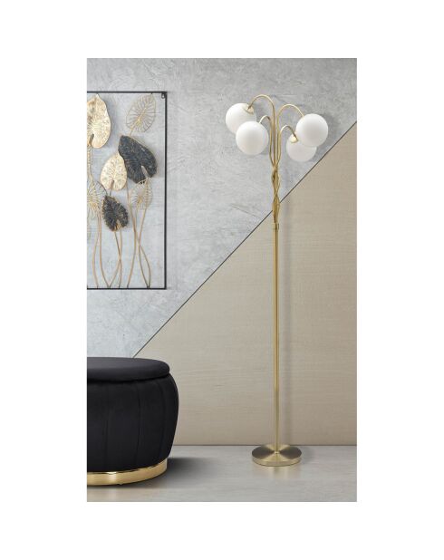 Lampadaire Glamy blanc/doré - 54x54x176 cm