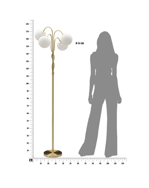 Lampadaire Glamy blanc/doré - 54x54x176 cm