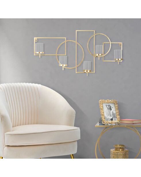 Portacandele da parete Marie dorato - 70x8,5x36 cm