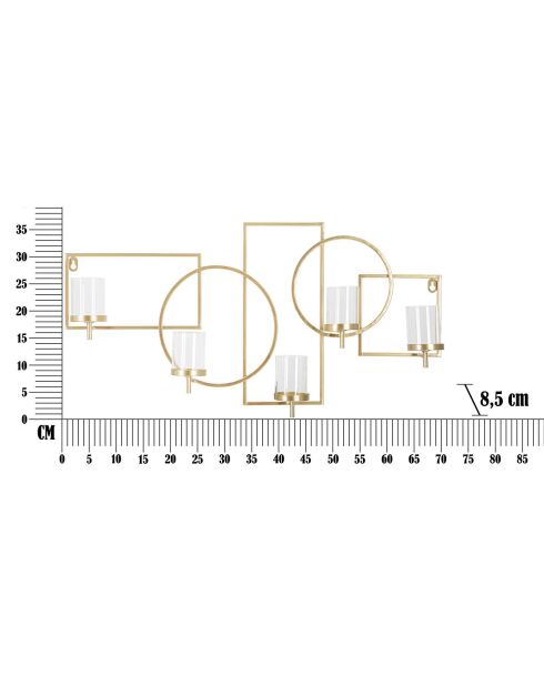 Portacandele da parete Marie dorato - 70x8,5x36 cm