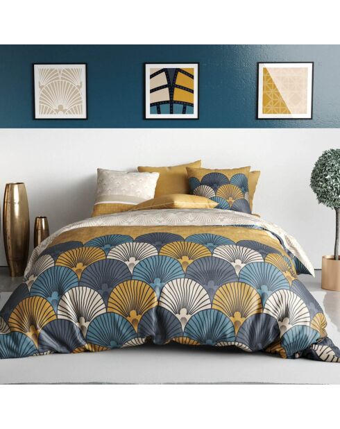 Parure housse de couette Maka jaune