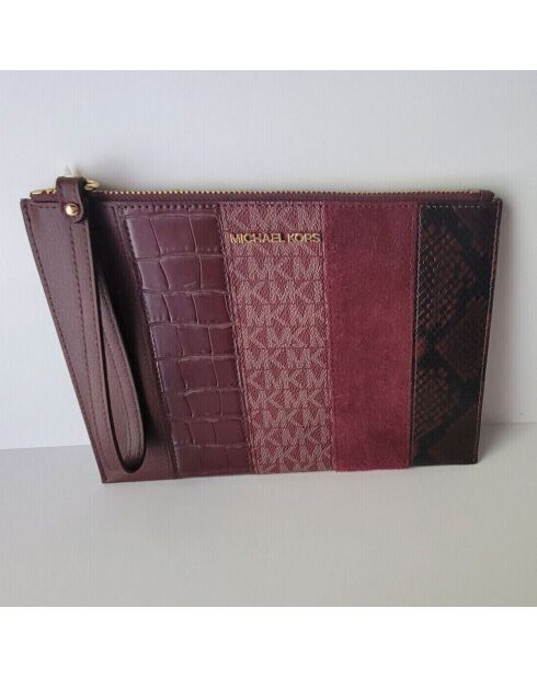 Pochette en Cuir zippée XL Jet Set Travel merlot/multicolore - 24.13x17.14x12.7 cm