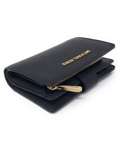 Portefeuille en Cuir medium Jet Set Travel noir - 13.5x9x3.5 cm