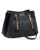 Sac porté épaule en Cuir large Teagen  noir - 30x14x21 cm