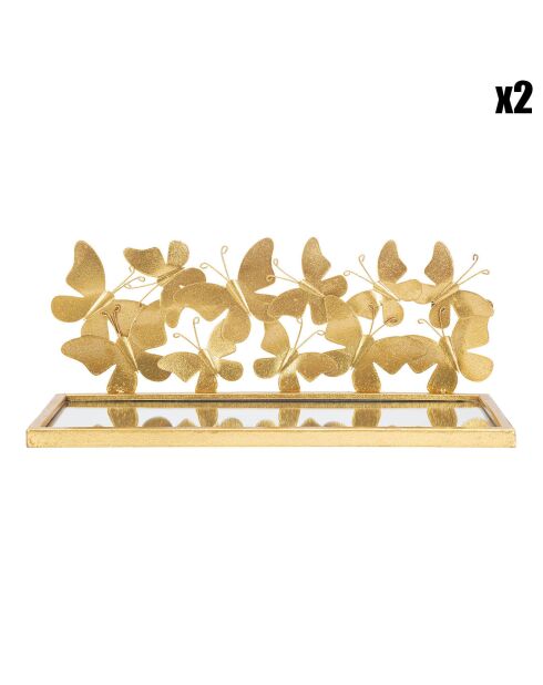 2 étagères de chevets Butterflies dorées - 43x19.2x16.5 cm