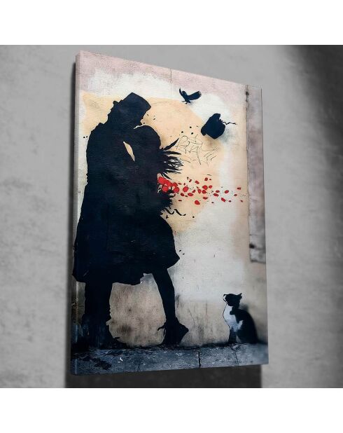 Toile sur toile décorative Reproduction Banksy multicolore - 70x100 cm