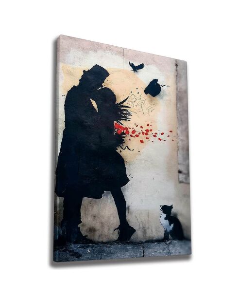 Toile sur toile décorative Reproduction Banksy multicolore - 70x100 cm