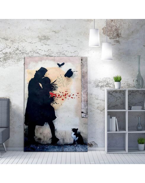 Toile sur toile décorative Reproduction Banksy multicolore - 70x100 cm