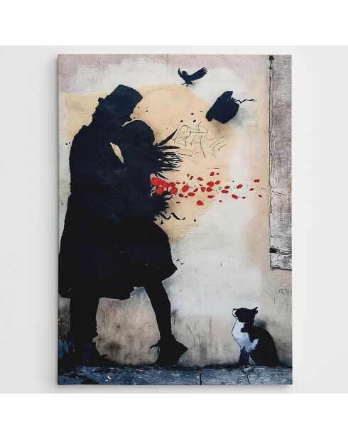 Toile sur toile décorative Reproduction Banksy multicolore - 70x100 cm