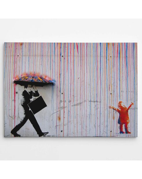 Leinwand auf dekorativer Leinwand Mehrfarbige Banksy-Reproduktion - 70x100 cm