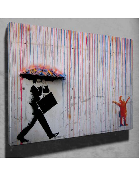 Leinwand auf dekorativer Leinwand Mehrfarbige Banksy-Reproduktion - 70x100 cm
