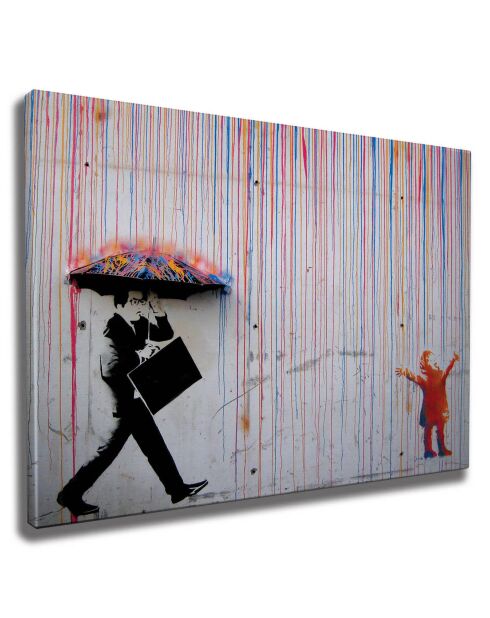 Leinwand auf dekorativer Leinwand Mehrfarbige Banksy-Reproduktion - 70x100 cm
