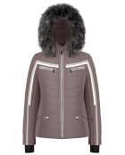 Veste de ski extensible fausse fourrure marron