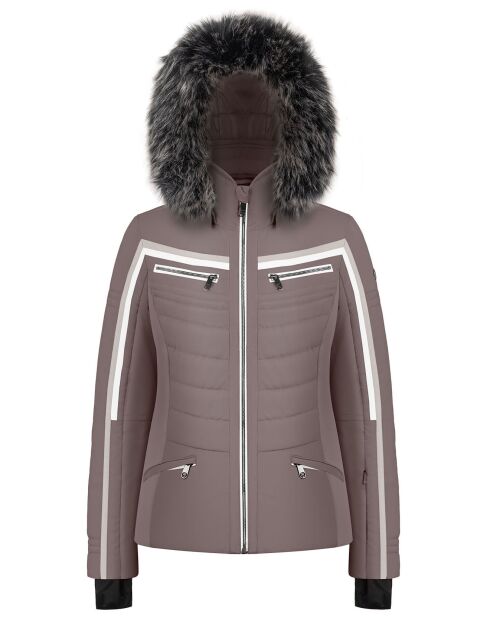 Veste de ski extensible fausse fourrure marron