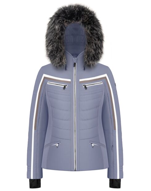 Veste de ski extensible fausse fourrure bleue