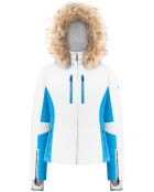 Veste de ski Stretch fausse fourrure blanc/bleu