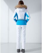 Veste de ski Stretch fausse fourrure blanc/bleu