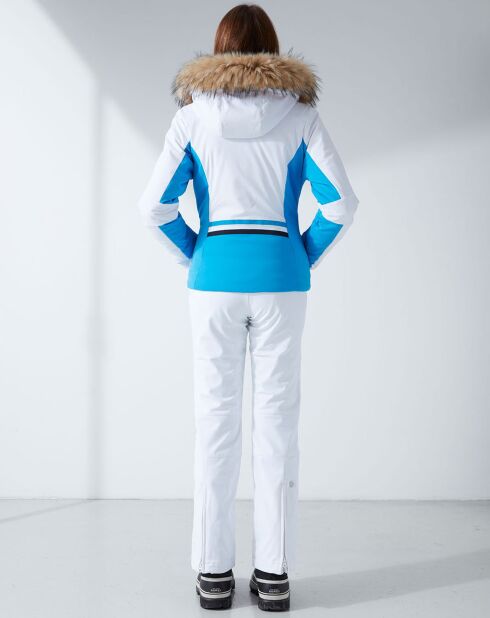 Veste de ski Stretch fausse fourrure blanc/bleu