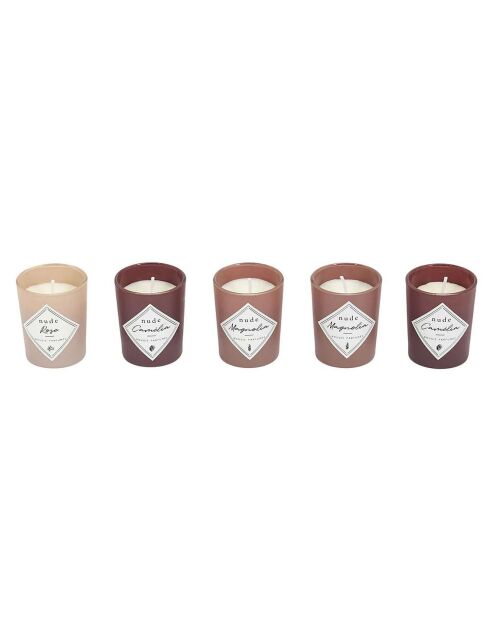 Coffret 5 bougies parfumées Rose magnolia camélia - 1 mèche 31h