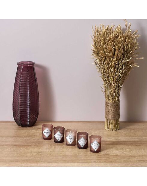 Coffret 5 bougies parfumées Rose magnolia camélia - 1 mèche 31h