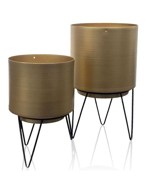 Pot de fleur sur pieds transparent/doré - 12.9x22.3x12.9 cm