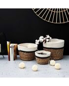 3 Paniers tressés marron/blanc/noir