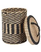2 Paniers tressés avec couvercle marron/noir