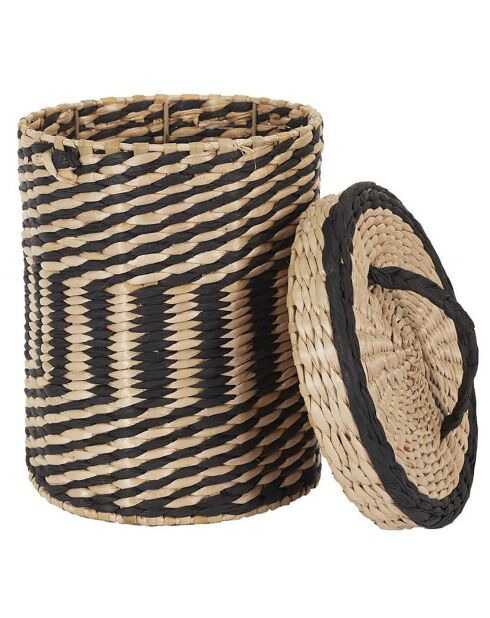 2 Paniers tressés avec couvercle marron/noir