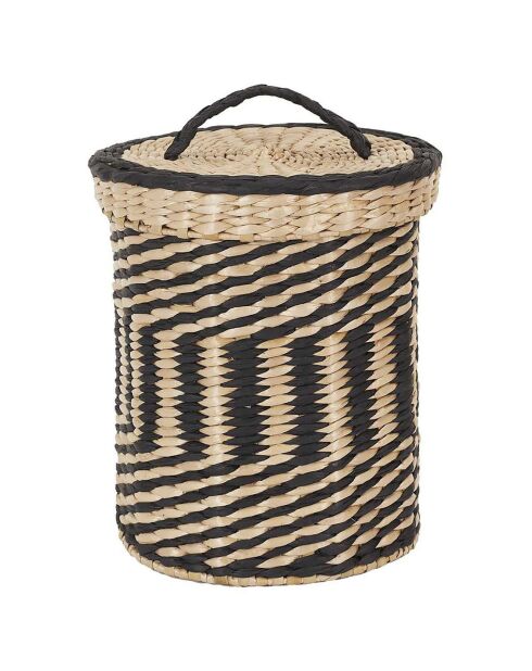 2 Paniers tressés avec couvercle marron/noir