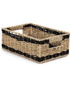 3 Paniers tressés rectangulaire marron/noir - 12x24x35 cm