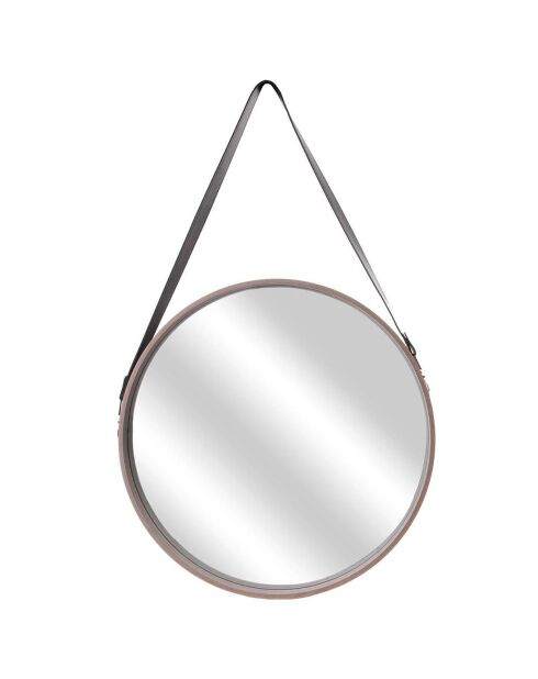 Miroir rond avec anse beige - D.50 cm