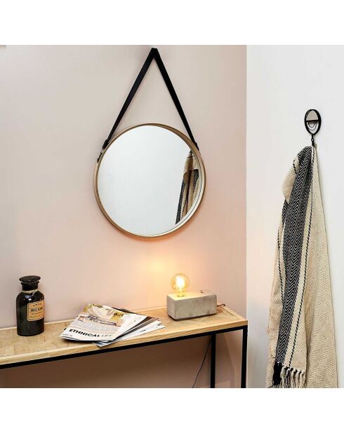 Miroir rond avec anse beige - D.50 cm