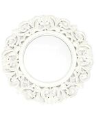 Miroir en bois sculpté Charme blanc - D.60 cm