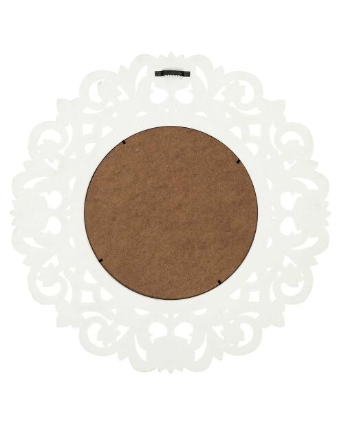 Miroir en bois sculpté Charme blanc - D.60 cm