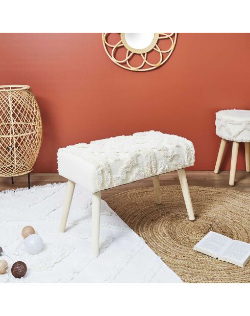 Banc Mirage blanc/marron - 60x40x32 cm