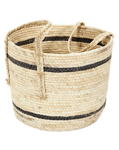 3 Paniers bicolores en fibre de maïs beiges